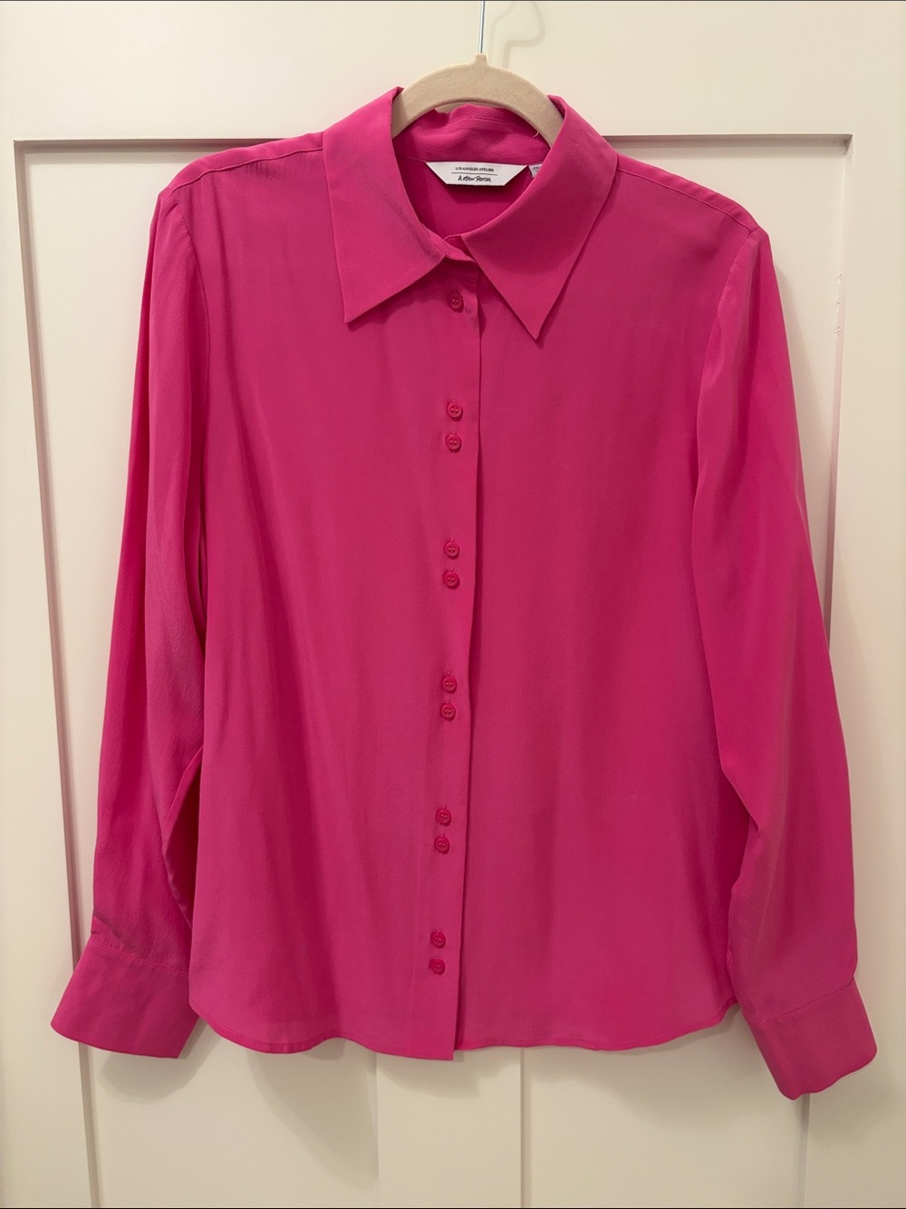 & Other Stories Pink 100% Silk Button Front Blouse